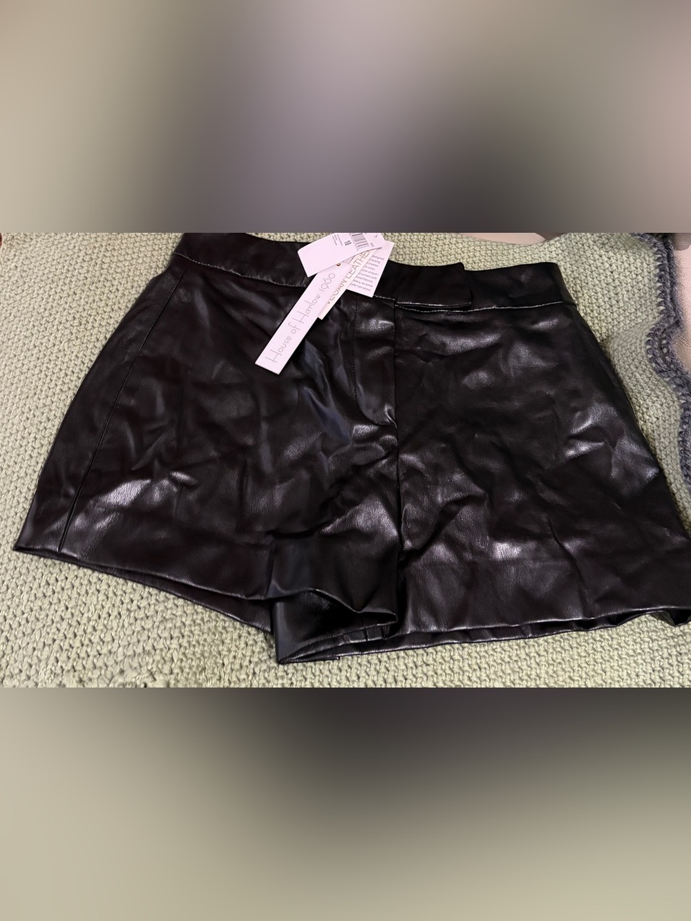 House of Harlow 1960 Black Faux Leather Shorts